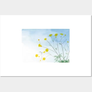 Simple Flowers Watercolor Painting. Watercolor Spring Flowers Painting Posters and Art